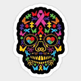 Autism Awareness Sugar Skull Halloween Autism Gift Sticker